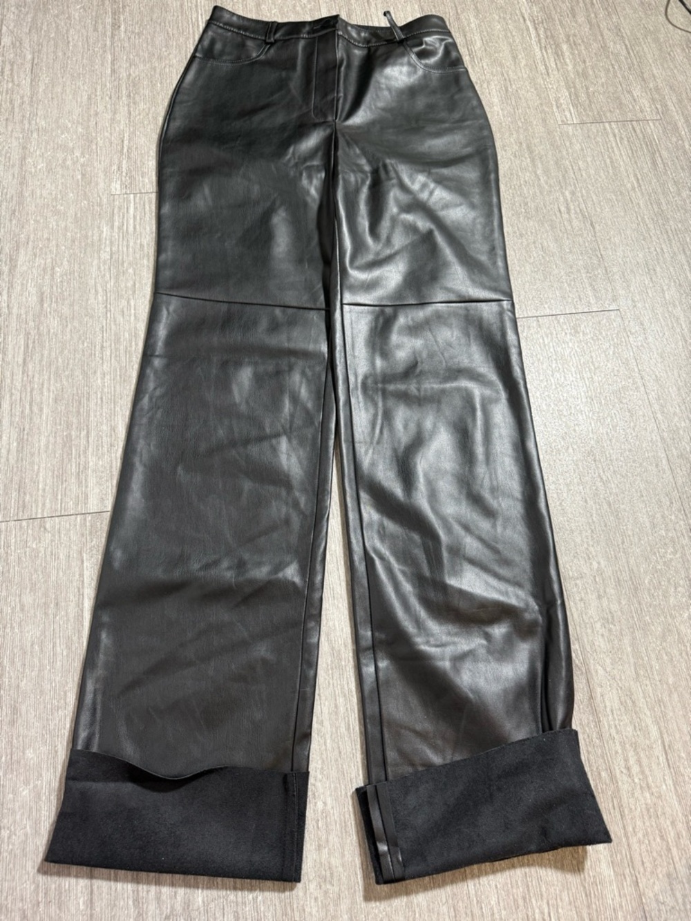 Cultnaked Killa Faux Leather Pants Black High Rise Minimalist Chic Straight